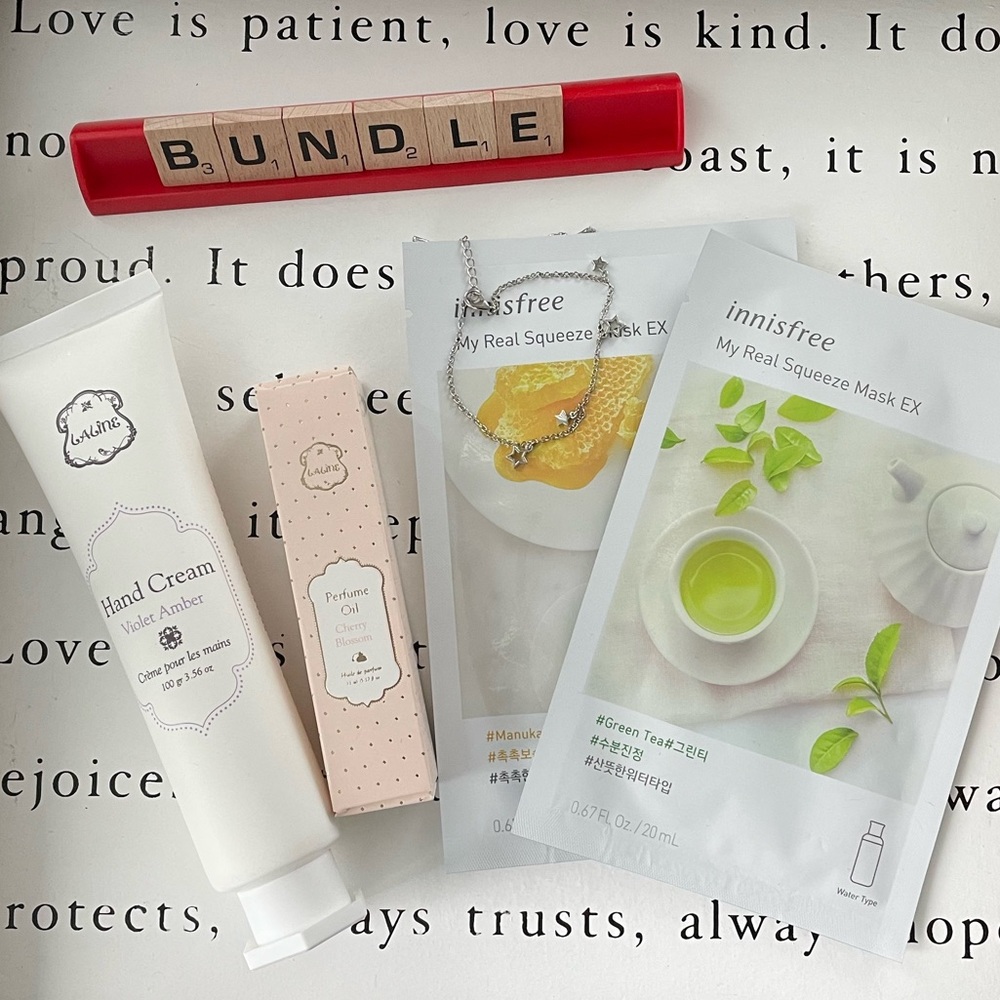 Bundle Hand cream , perfume roller, face masks & free silver fashion bracelet.